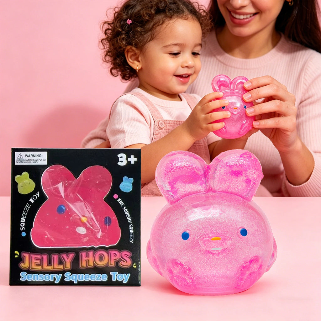 Cute Bunny Jelly Squeeze Toy Stress Relief Ball Shapeable Non-bounce Fidget Toy Stress Relief Toy for Kids and Adults Fun Gift Oasis Select