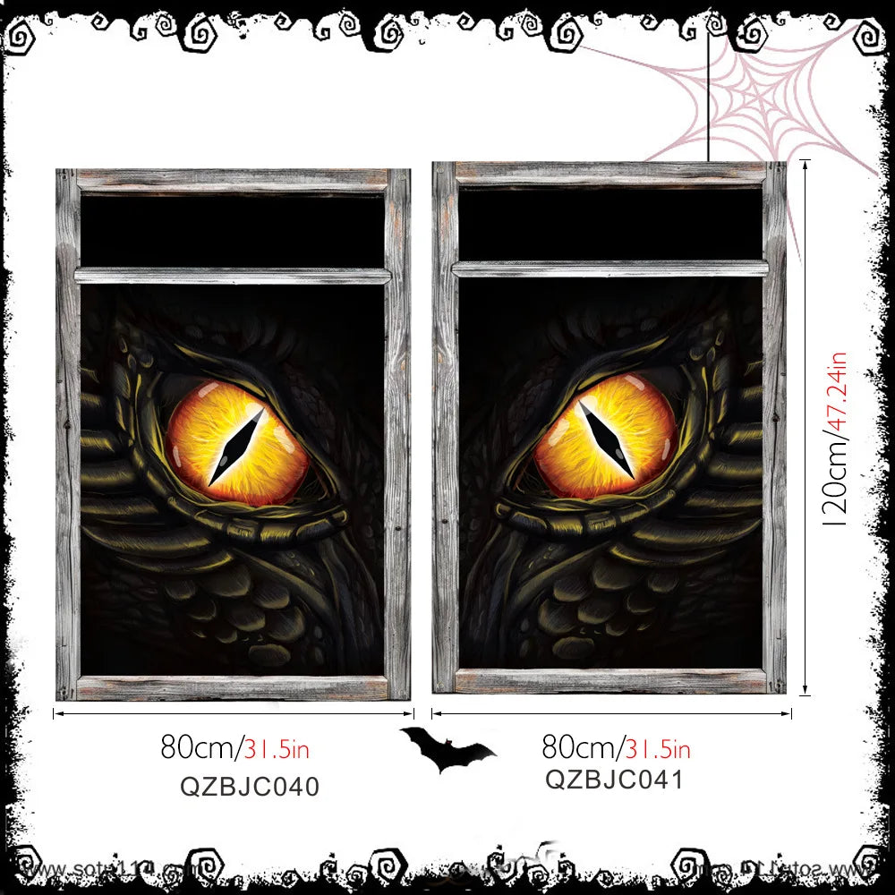 New Halloween Horror Eye Character False Window Decoration Holiday Window Costume Decoration Oasis Select QZBJC040 QZBJC041 With 10m ribbon