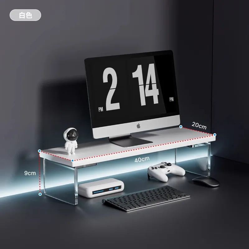 Acrylic Monitor Stand & Desktop Storage Rack | Desk Organizer