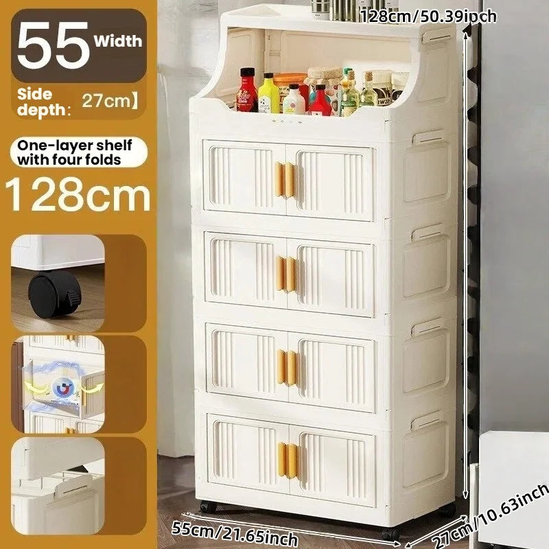 Home high-end appearance storage cabinet, bedroom bedside table, kitchen multi-level foldable storage rack Oasis Select 5 layers-white