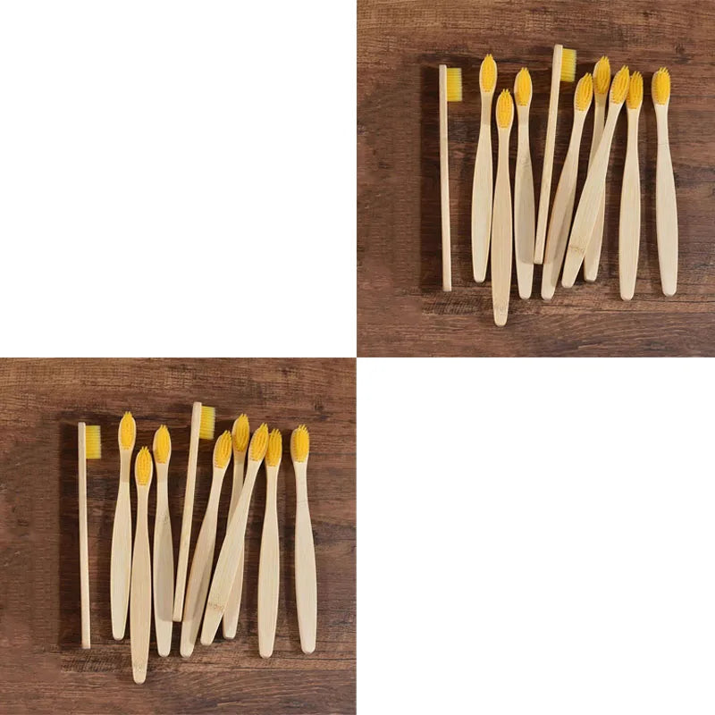 10/20pcs Soft Toothbrush Bristles Bamboo Toothbrush Eco Friendly Childrens Toothbrushes Biodegradable Oral Care Tooth Brush Oasis Select 20pcs Yellow