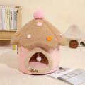 Mushroom House Cat Bed Pet House Dog and Cat Shelter Winter Closed and Warm Mushroom Cat House Detachable Oasis Select pink M 39x39cm