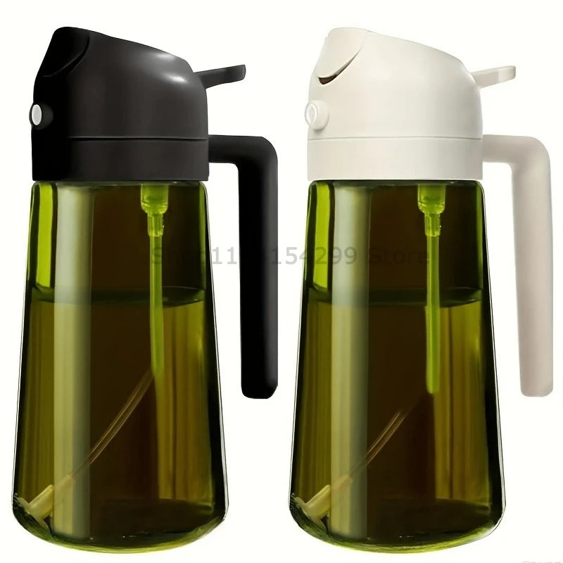 2-in-1 Oil Sprayer Dispenser Olive Oil Dispenser Oil Spray Bottle Plastic Spray Bottle for Cooking Air Fryer BBQ Baking Salad Oasis Select 2pcs Blakc White