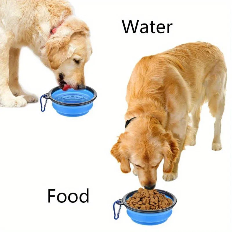 1000ML Dog Food Bowl Feeder Cat Drinking Water Folding Silicone Pet Travel Bowls Foldable Cup Dish With Carabiner Pet Supplies Oasis Select