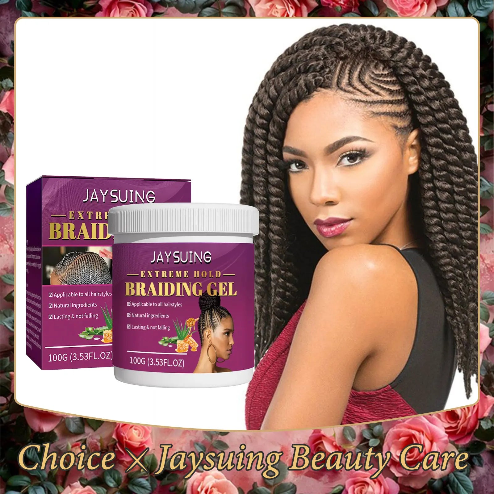 Jaysuing Extreme Hold Braiding Gel – Edge Control & Anti-Frizz Hair Styling Gel Oasis Select 3x100g boxed