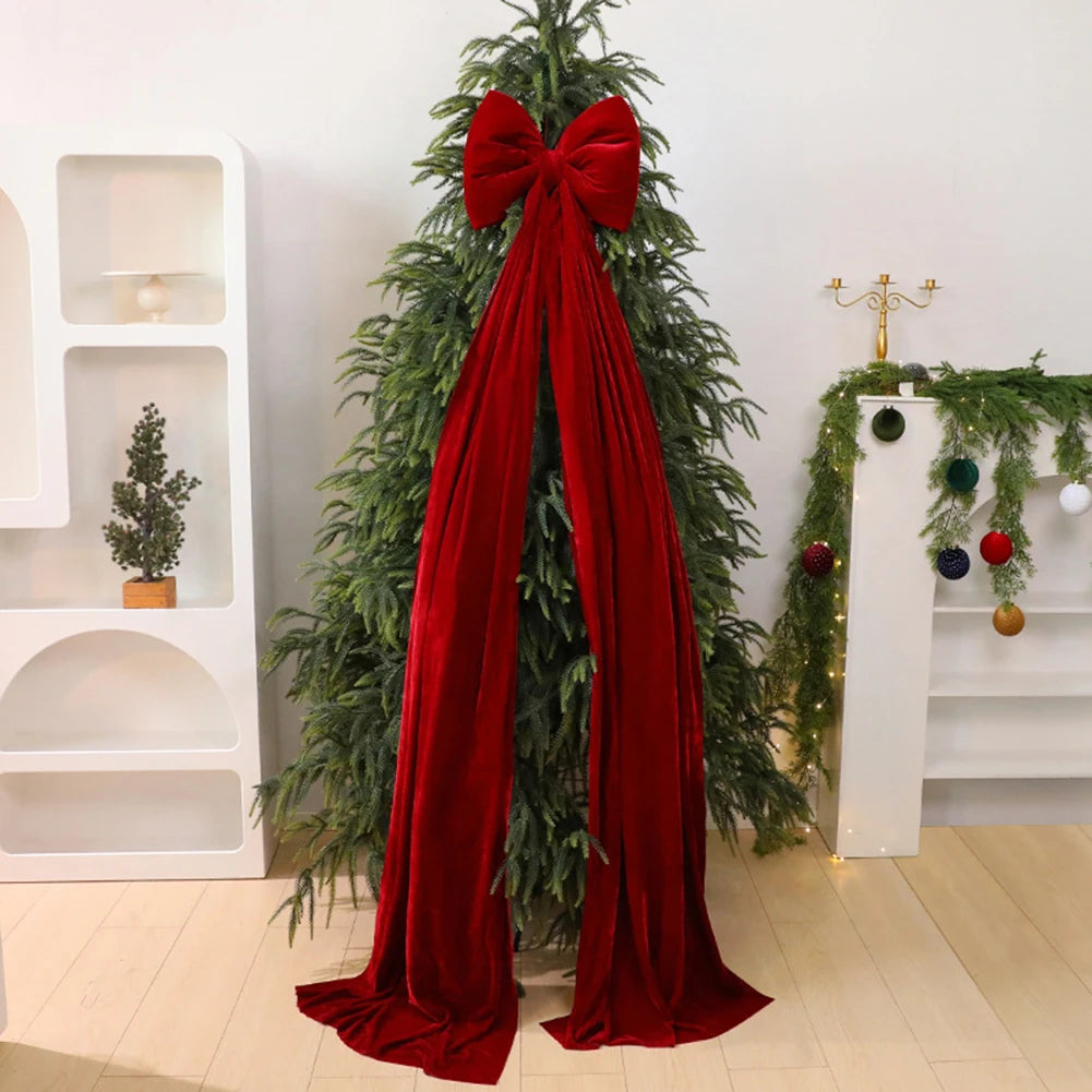 Extra Large Velvet Christmas Tree Topper Bow | Red Oversized