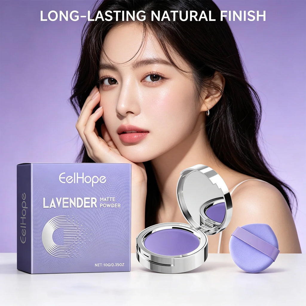 Lavender Matte Setting Powder Oil Control Pressed Powder Brightening Long Lasting Makeup Face Finishing Powder 10g Oasis Select
