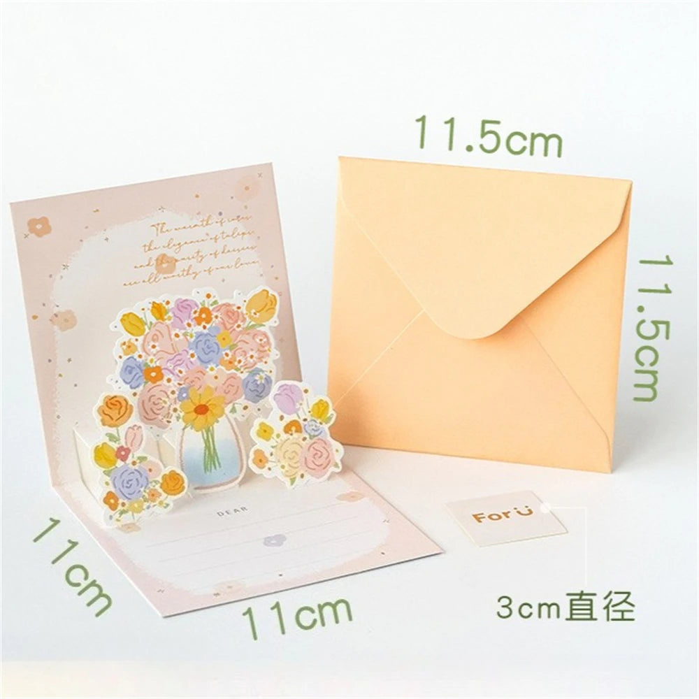 Creative Festival 3D 3D Flower Greeting Card Fresh Birthday Wishes Grateful Folding Card For Teachers Lover Mother Friends Oasis Select F