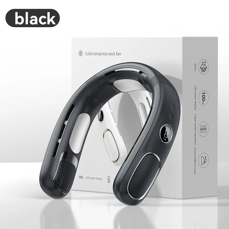 Bladeless Neck Fan 2026 – Portable Wearable Cooler Digital Display