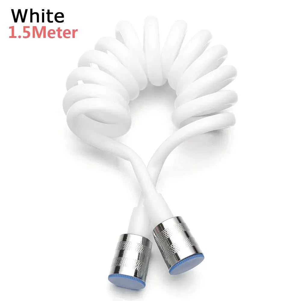 1.5/2/3meter Telephone Line Anti-wrap Spring Shower Hose Toilet Bidet Bath Sprayer Connect Pipe Water Plumbing Oasis Select white 1.5 meters