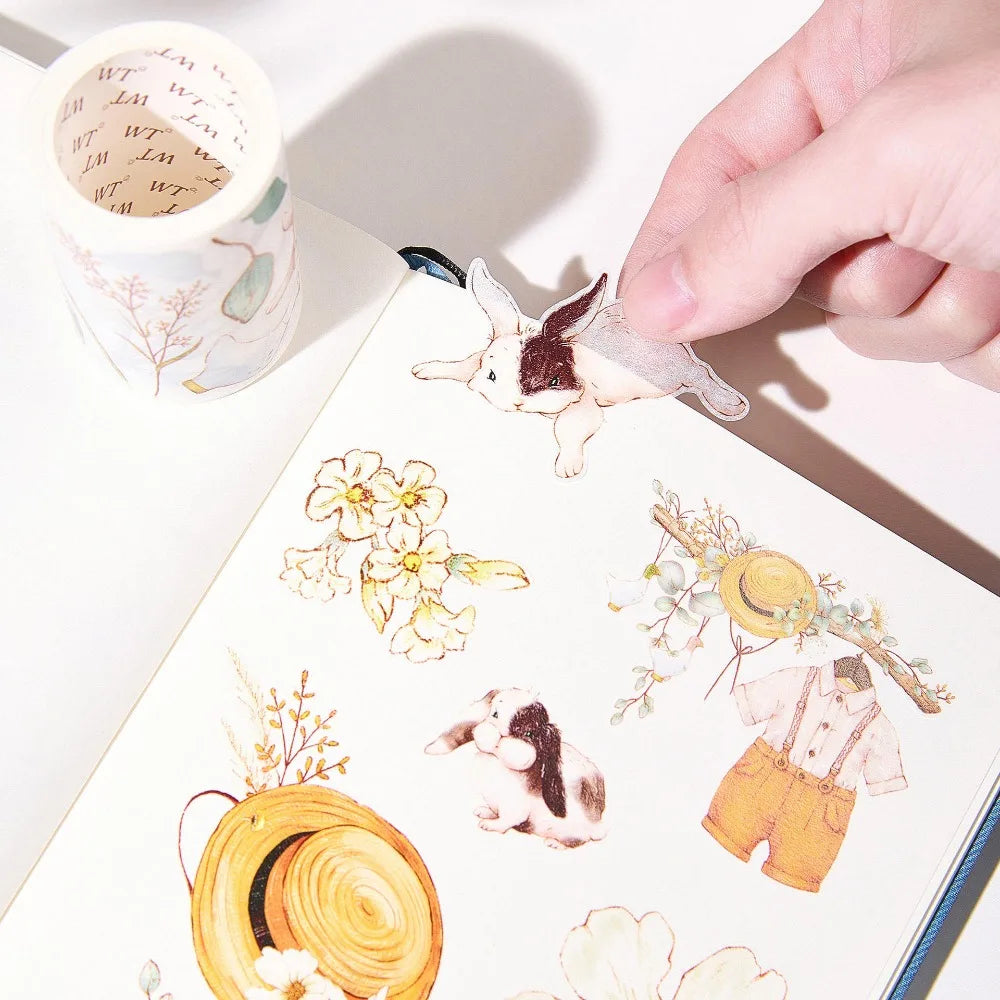 100CM Vintage Flower Bunny Butterfly Spring Washi PET Tape for Planner Card Making DIY Scrapbooking Plan Decorative Sticke Oasis Select