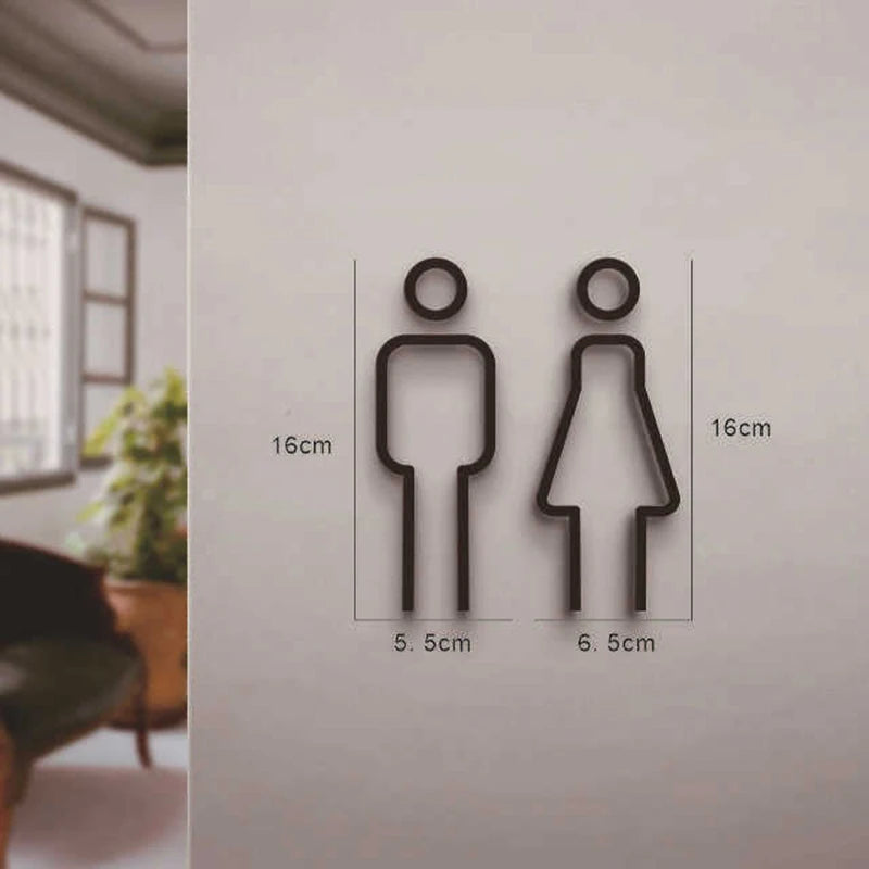 Funny Bathroom Signs for Men Women Creative 2D Flat Restroom Door Decor Restaurant Hotel Cafe Toilet Signage Wall Sticker Oasis Select Black style C Set