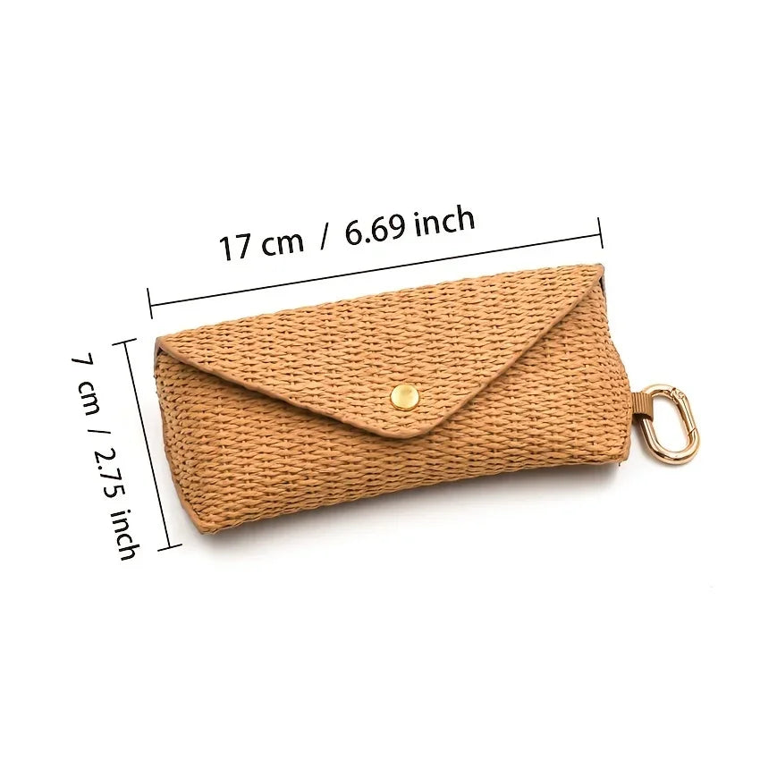 Woven Straw Eyeglass Case with Hook - Durable PP Material, Soft Protective Fashion Glasses Pouch for Women's Fashion Accessory Oasis Select