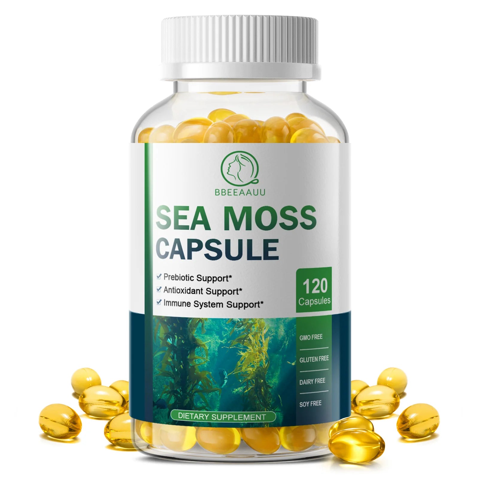 BBEEAAUU Sea Moss Capsule Boost Immune System Supports Healthy Thyroid Function,Muscle and Joint Health Detoxifies Skin Care Oasis Select