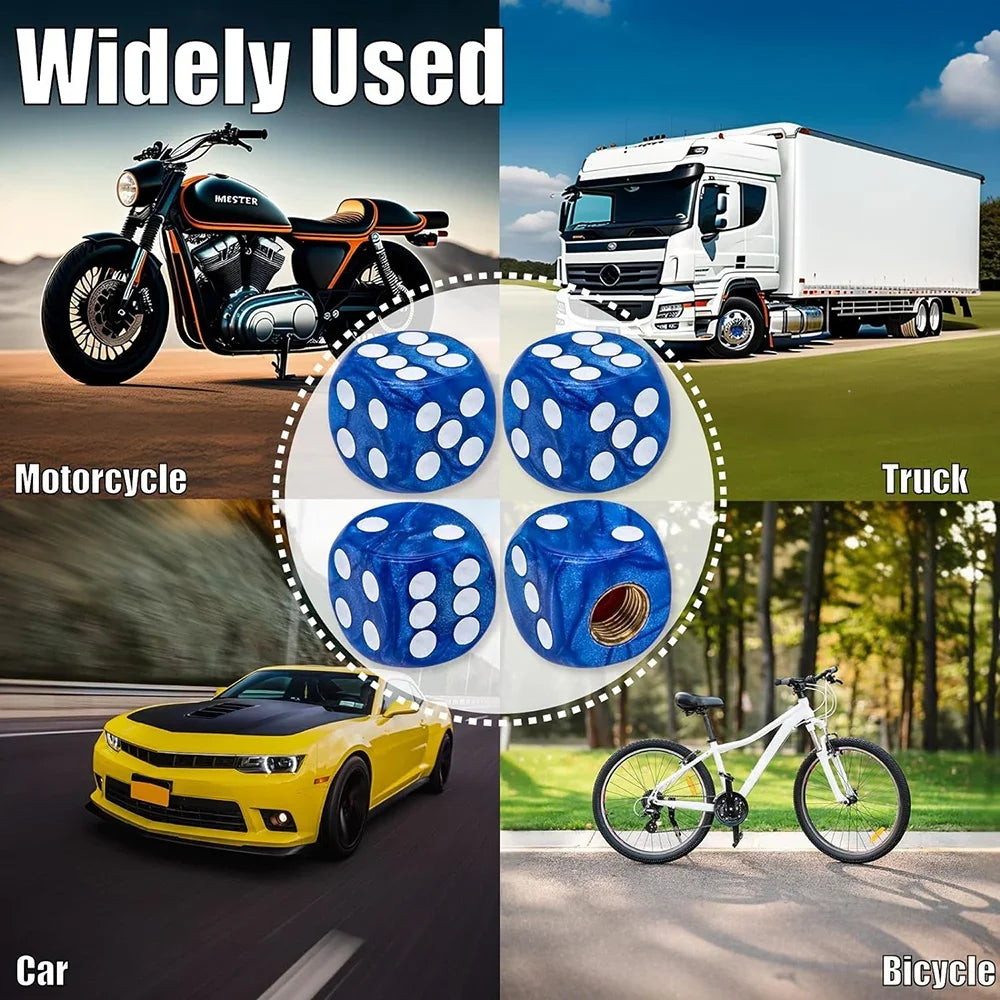 4PCS Pearl Pattern Dice Tire Valve Stem Caps Universal Tire Valve Stem Covers for Cars, SUV, Trucks, Bikes, Motorcycles Bicycles Oasis Select