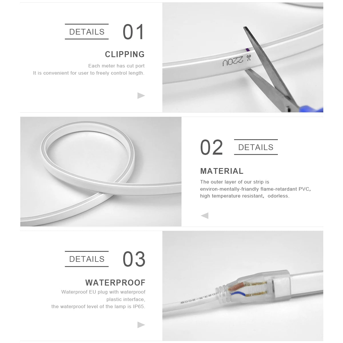 12V Neon LED Strip Light with Hand Scan Motion Sensor Waterproof Nightlight for Bathroom Vanity Backlight Makeup Mirror Lighting Oasis Select