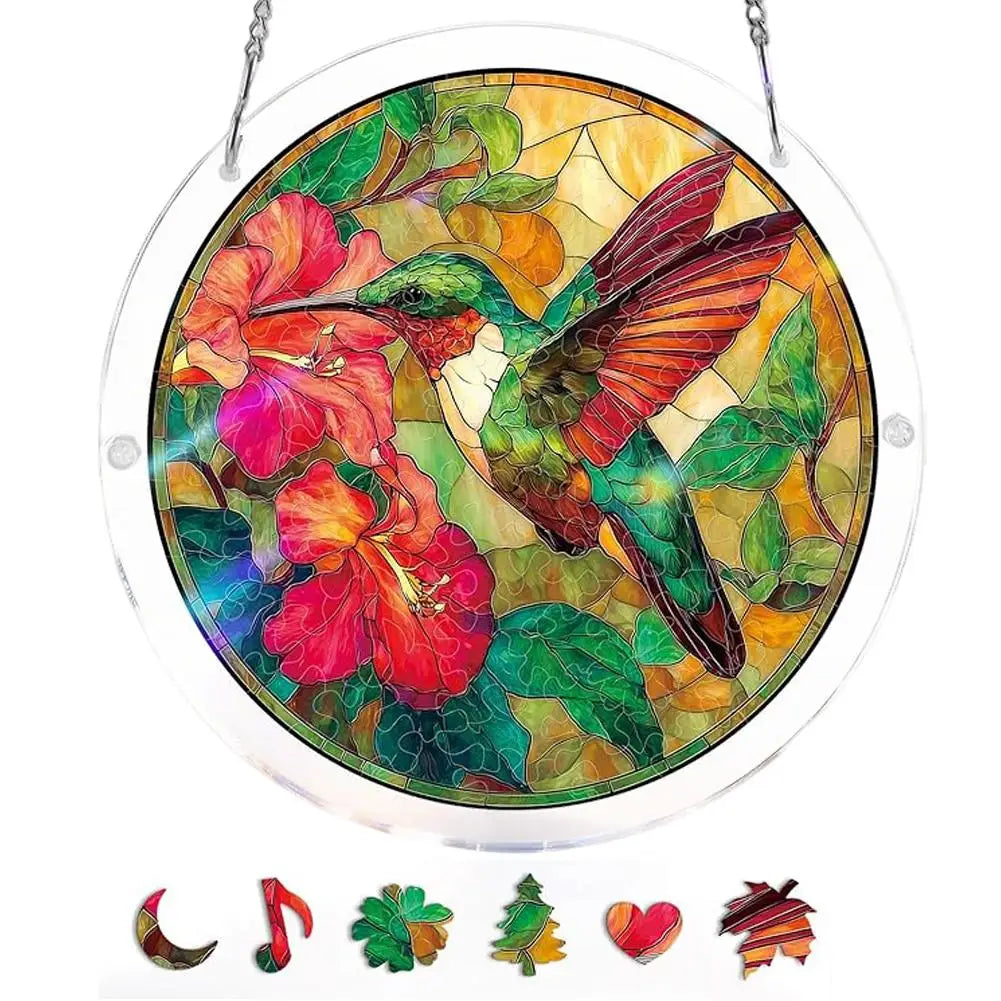 Acrylic Hummingbird Puzzle Suncatcher – DIY Window Hanging