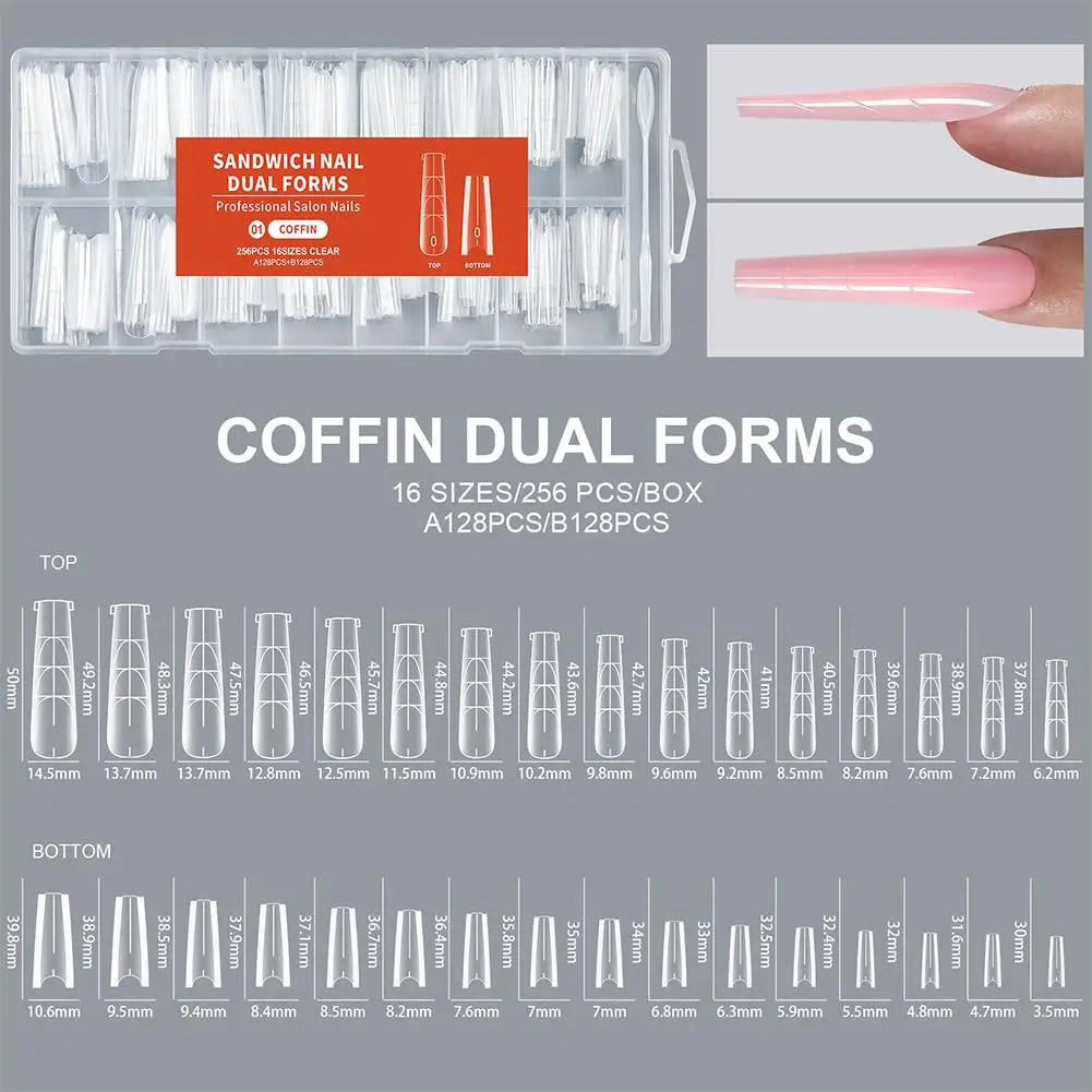 256-Piece Sandwich Dual Form Nail Tips – Full Cover Extension Kit Nail Extension Tips Oasis Select 256pcs-01