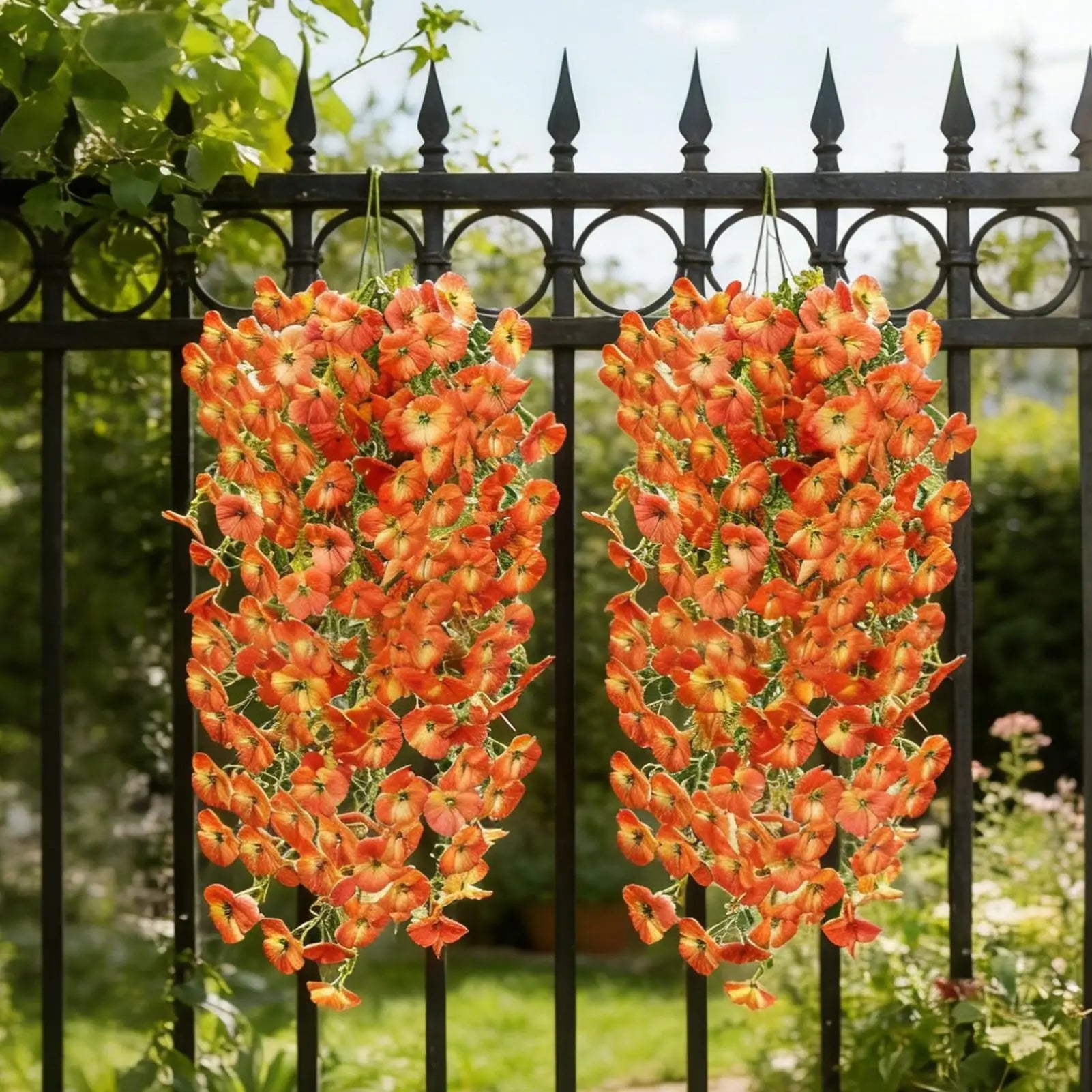 2Pcs Artificial Hanging Flowers Morning Glory Wall Hanging Faux Violet Plants Hanging Flowers Vines For Home Garden Decor Oasis Select