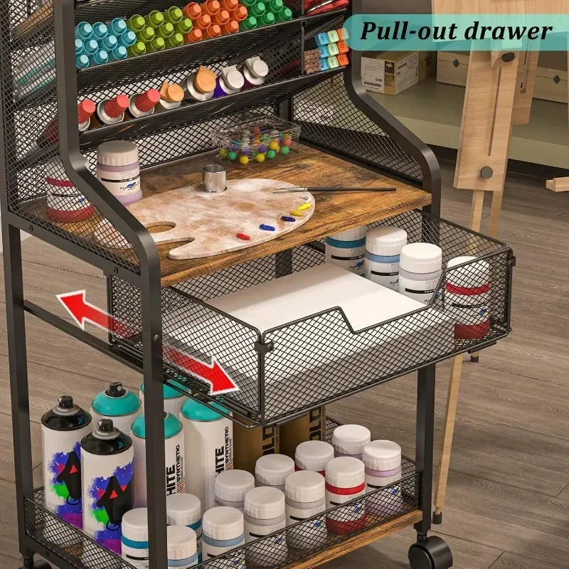 Multi-functional Household Goods Cart Rack Pull-out Mobile Crafts Rack Paint Brush Painting Tool Multi-layer Storage Rack Oasis Select