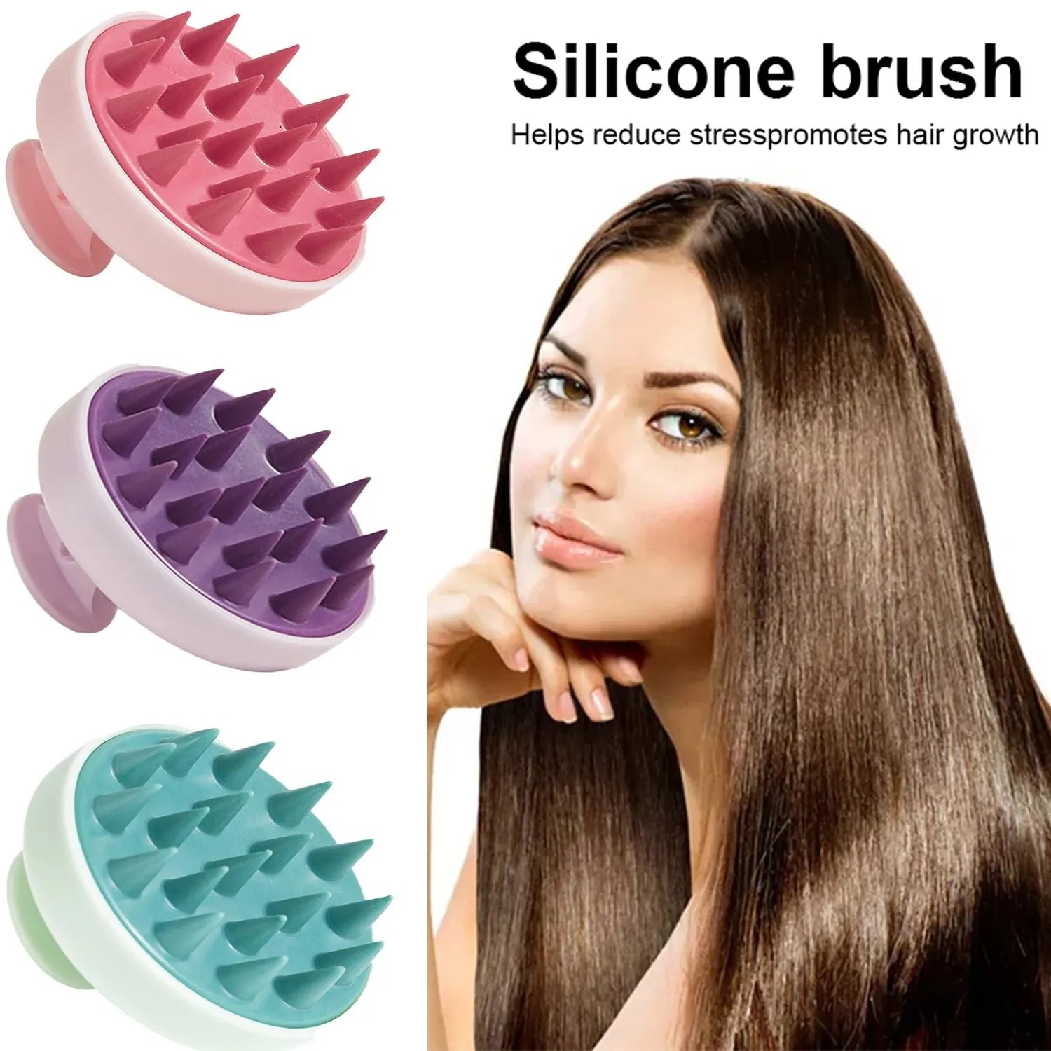 Silicone Shampoo Brush Head Scalp Massage Comb Hair Washing Comb Body Massage Brush Bath Shower Brush Salon Hairdressing Tool Oasis Select