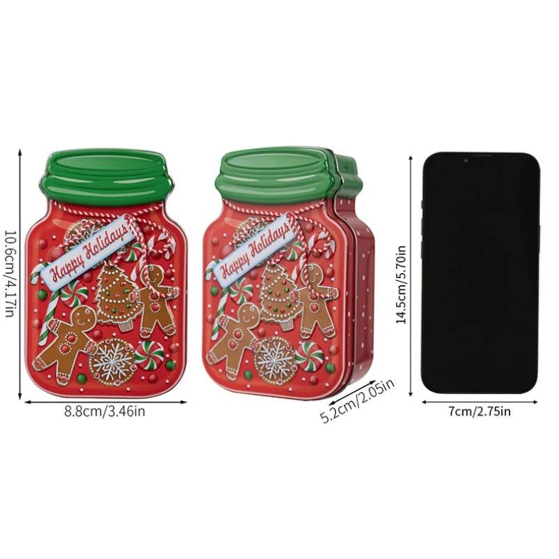 Christmas Tin Box Candy Cookie Box Biscuit Chocolates Gift Metal Tin Box with Lid Containers for Xmas Party Decor Supplies Oasis Select