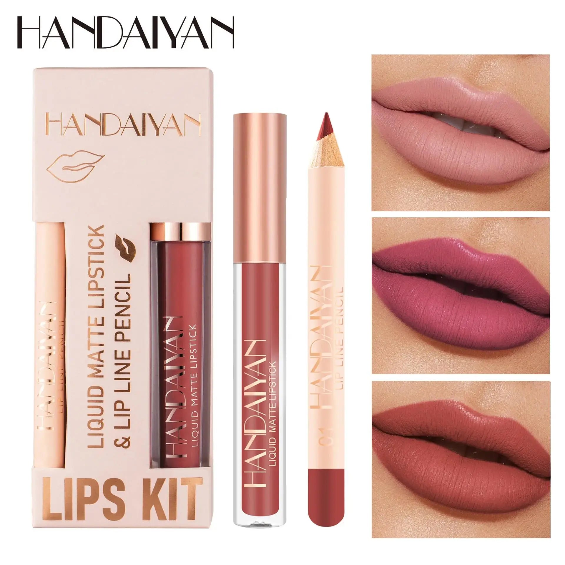 Women 2 in 1 Lipstick and Liner Set Waterproof Matte Makeup Korean Beauty Long Lasting Cosmetic Lip Kit Oasis Select
