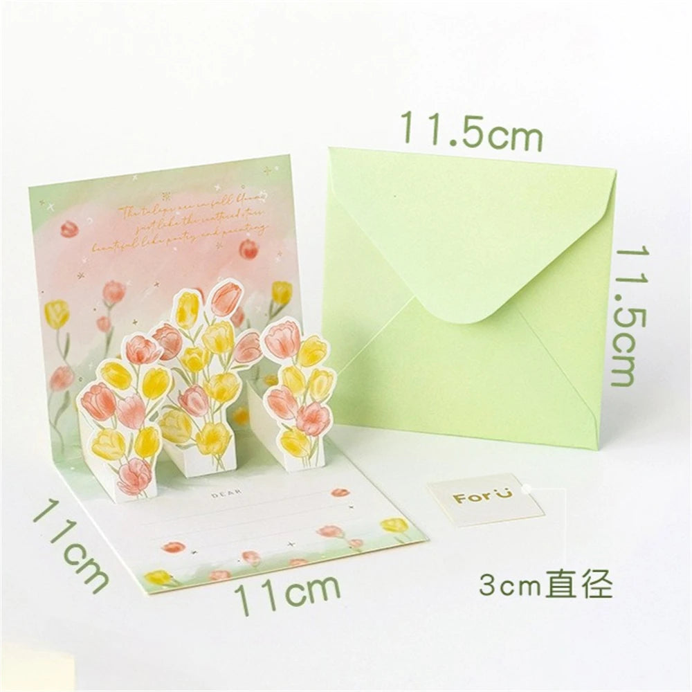 Creative Festival 3D 3D Flower Greeting Card Fresh Birthday Wishes Grateful Folding Card For Teachers Lover Mother Friends Oasis Select D
