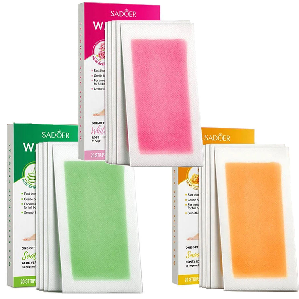 Hair Removal Wax Strips for Face/Body/Bikini - 10 Counts=1 Box Aloe Vera Honey Rose Mild Double-Sided Hair Removing Wax Strips Oasis Select