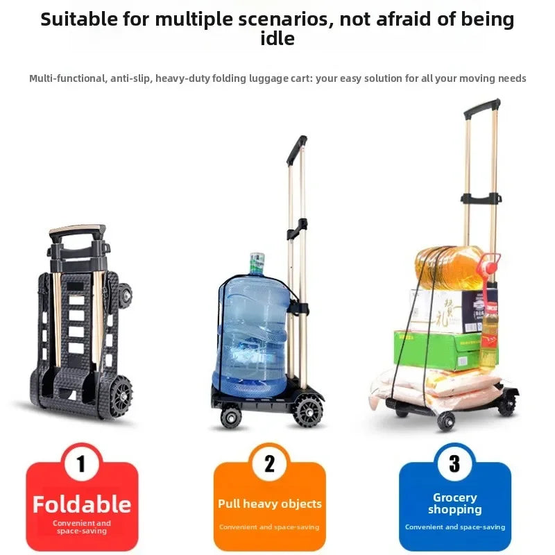 Multi-functional Silent wheel folding small pull cart luggage cart shopping moving shopping cart Oasis Select