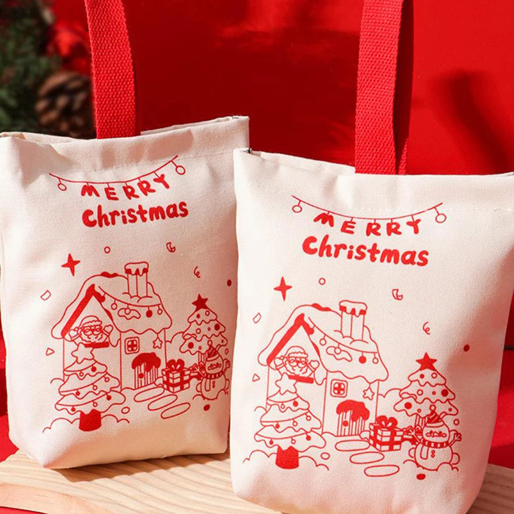 Christmas Canvas Gift Bag – Candy & Snack Tote | Holiday Bag