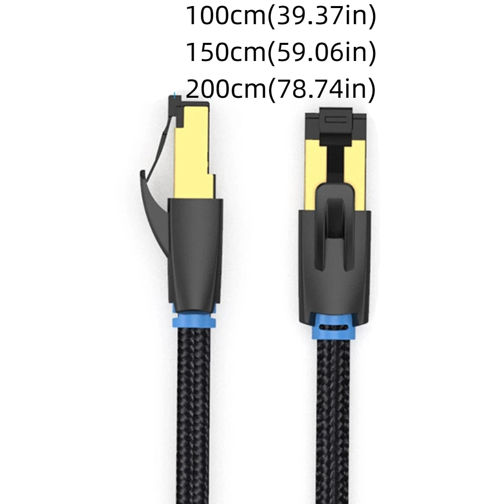 Copper Wire Ethernet Extension Cord Double Shield Durable CAT8 Ethernet Cable Round Head High Speed Cat 8 Patch Cable Laptop Oasis Select