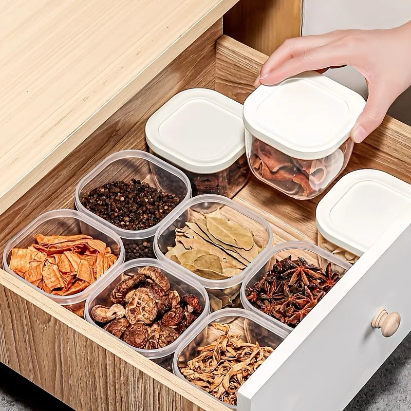 Reusable Small Freezer Storage Containers Stackable Airtight Spice Jars Food Sealing Boxes Kitchen Fridge Organizer and Pantry Oasis Select