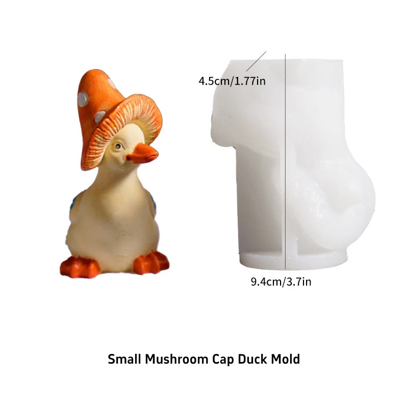Mould Garden Decorative Plaster Ornament Mold Cartoon Mushroom Hat Duck Candle Irregular Display Stand Silicone Molds Hot Sale Oasis Select Small
