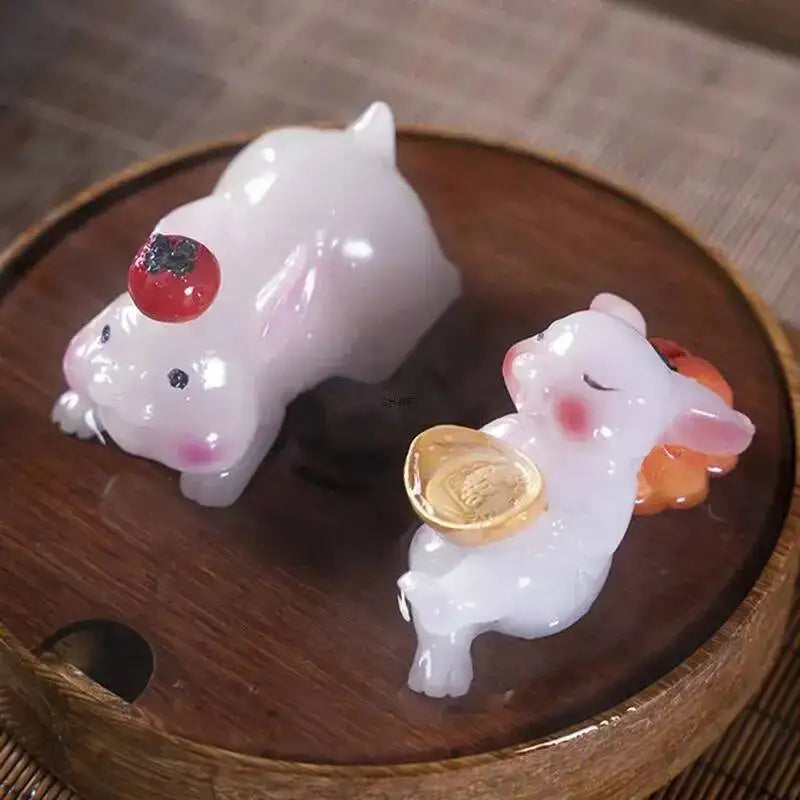 Color-changing Jade Rabbit Tea Pet Lucky Mini Gift Accessory Daily Tea play Compact Living Room Ornament Oasis Select