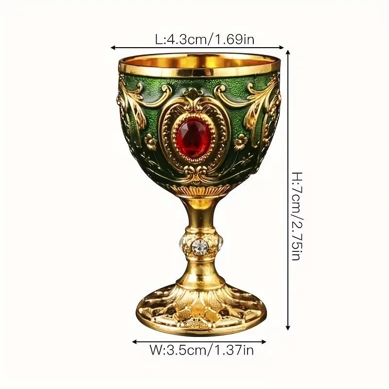 Embossed Metal Chalice Goblet | Vintage Wine & Liqueur Cup