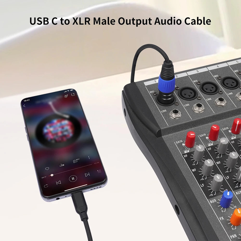 USB-C to XLR Male Cable | 24Bit/96kHz DAC, Plug & Play Audio Adapter Cable Oasis Select