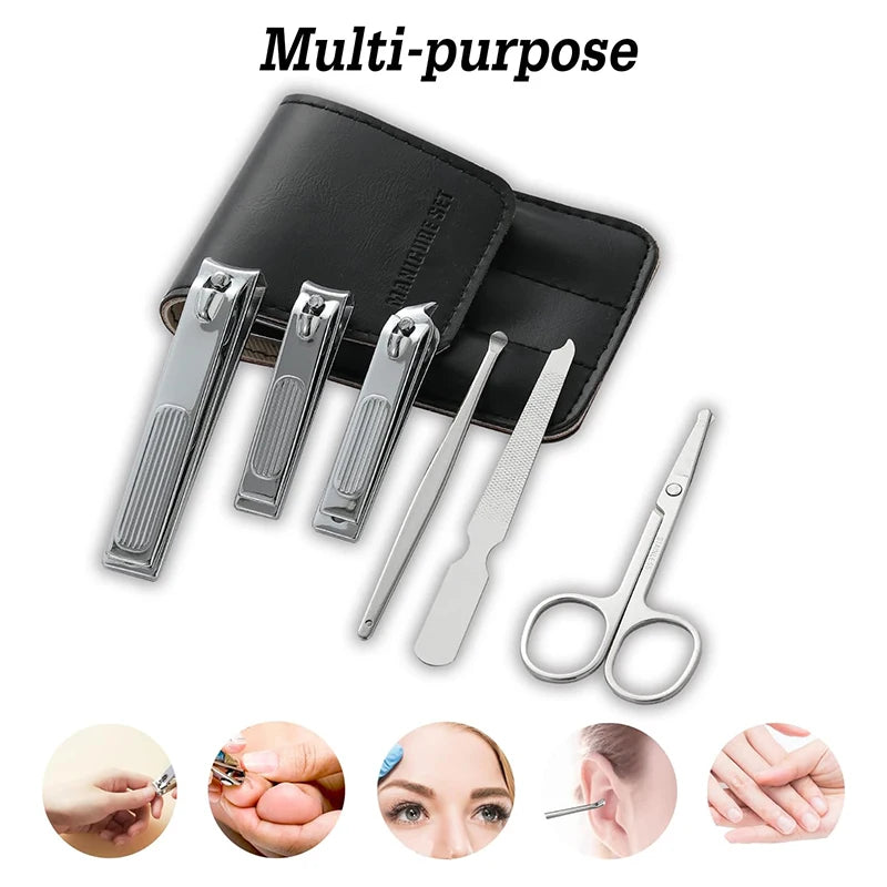 Manicure Set 6Pcs Professional Stainless Steel Pedicure Kit Grooming Kit Fingernail & Toenail Clippers Set Manicure Kit with Lux Oasis Select