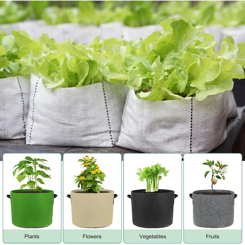 1-4PCS Thickened Nonwoven Fabric Grow Bag Felt Plant Pot for Balcony Roof Garden Aeration Container with Handle Oasis Select