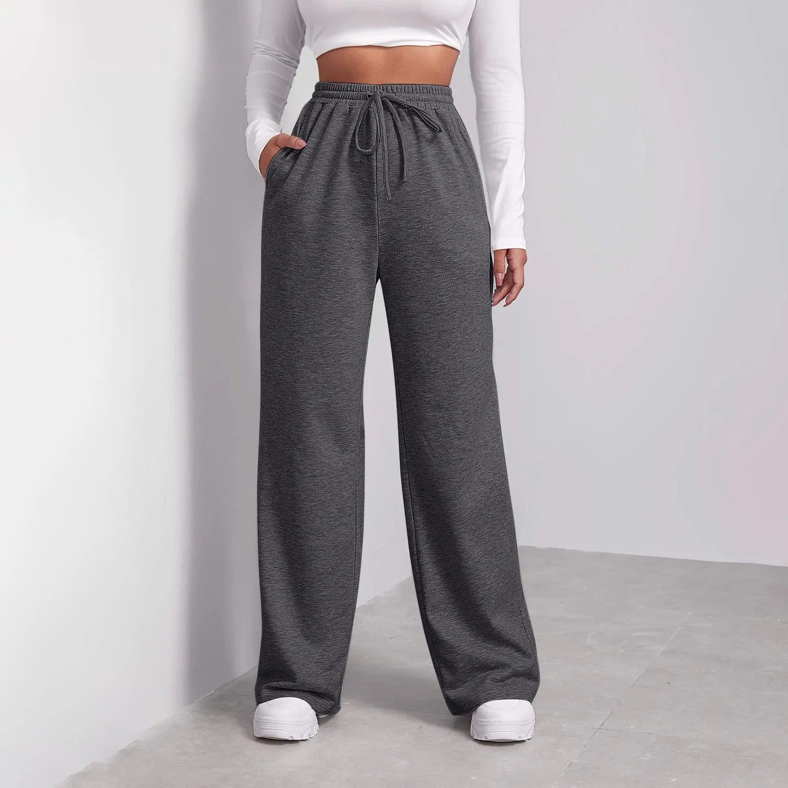 Women's Fleece-Lined Wide Leg Sweatpants | Casual Joggers Wide Leg Sweatpants Oasis Select