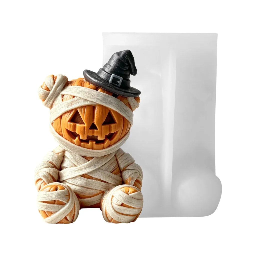 3D Silicone Candle Mold Halloween Pumpkin Mummy Bear Shape for DIY Aromatherapy Gypsum Handmade Home Decor Oasis Select