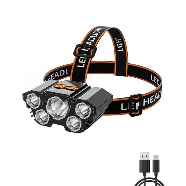 KDULIT COB+XPE Powerful Headlamp USB Rechageable Headlight Portable Fishing Camping Outdoor Waterproof Head Lamp Work Flashlight Oasis Select 5LED