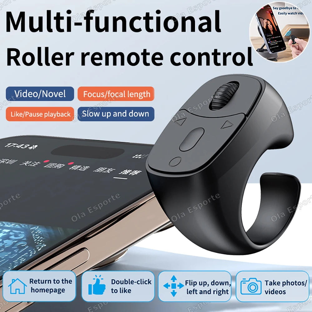 Bluetooth Ring Remote – Scroll, Selfie & Page Turner Control