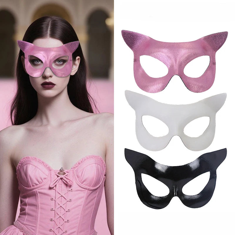 New PVC Cat Face Mask Luxury Venetian Masquerade Mask Women Sexy Fox Eye Mask For Fancy Dress Christmas Halloween Oasis Select
