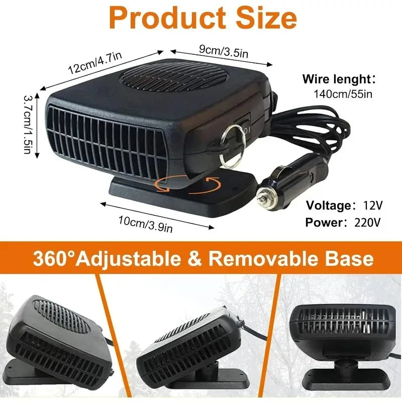 2 IN 1 Car Heater 12V 24V 150W 200W Portable Heater Fan Cooling Heating Auto Windshield Defroster Anti Fog Heater System Oasis Select