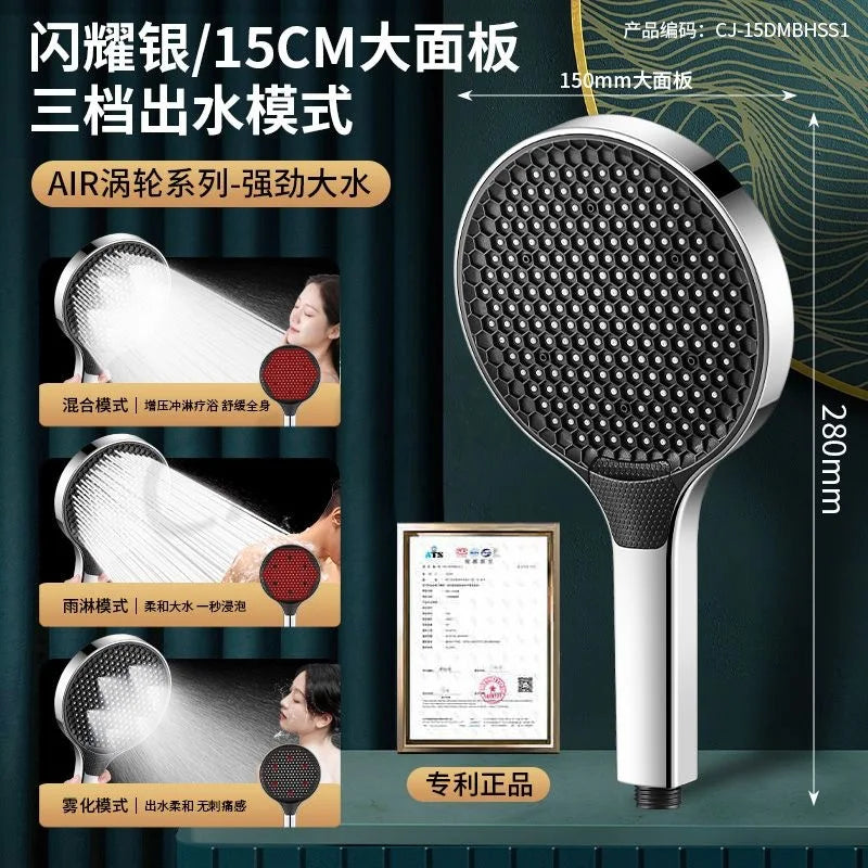 New High Pressure 15CM Shower Head Black 3 Modes Water Saving Spray Nozzle Massage Rainfall Shower Bathroom Accessories Oasis Select Sliver Shower