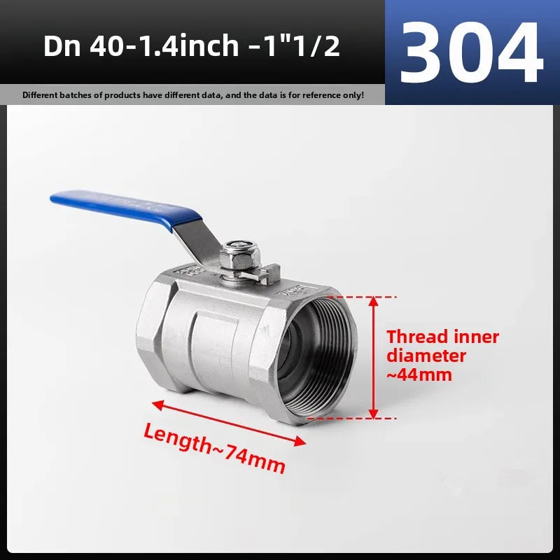 1pc DN15 DN20 SS 304 Stainless Steel Ball Valve 1/2" 3/4" Female BSP Valve with Vinyl Handle Thread Valves Oasis Select DN 40