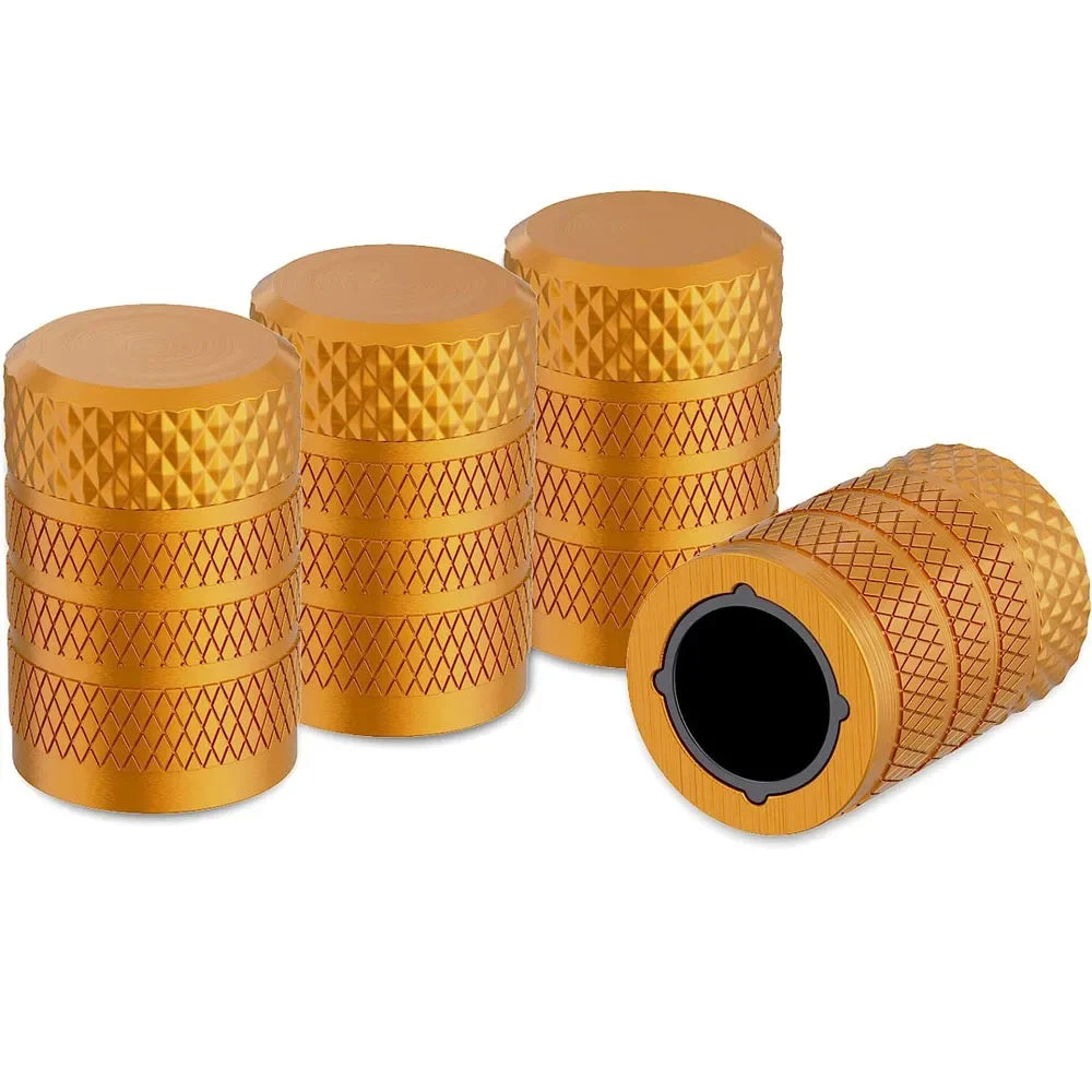 Tire Valve Stem Caps 4pcs Aluminum Tire Valve Cap Set Corrosion Resistant Stem Covers for Cars Trucks Motorcycles SUVs and Bikes Oasis Select Yellow