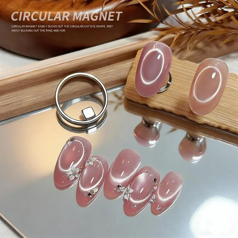 Oval Hollow Cat Eye Ring Magnet, Nail Art Tools Set, Magnetic Auxiliary Supplies for DIY Gel Nail Polish Oasis Select