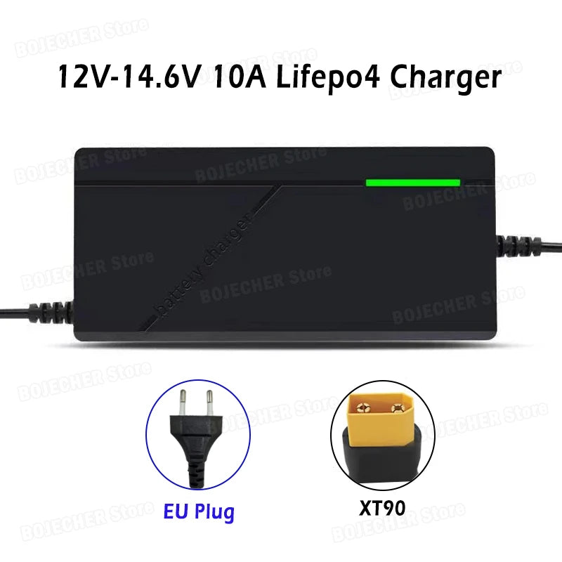 12V 10A Smart LiFePO4 Battery Charger 14.6V 4S AC110-240V